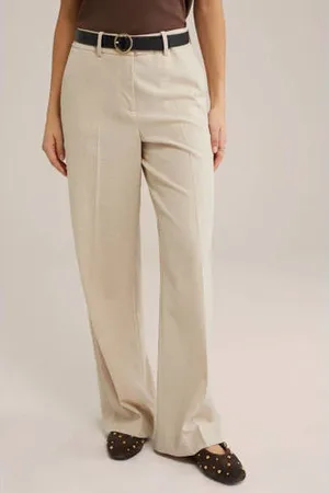 WE Fashion Wide leg regular waist pantalon beige
