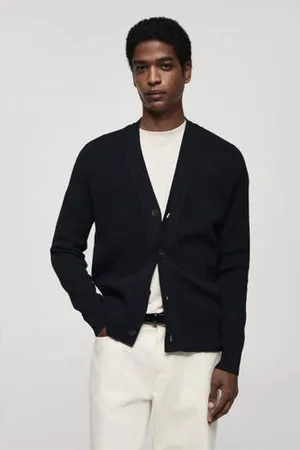 MANGO Vest fijn gebreid donkerblauw