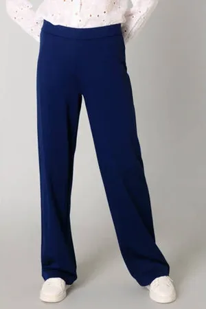 Yest Wide leg regular waist broek donkerblauw