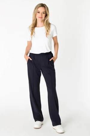 ES&SY Straight broek van travelstof donkerblauw