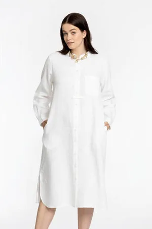 Yoek PORTRAITS lange blouse van linnen met zijsplitjes LINEN