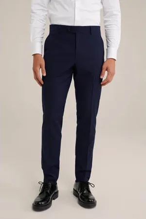 WE Fashion Slim pantalon donkerblauw