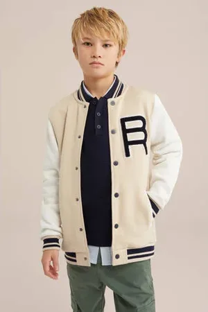 WE Fashion Blue Ridge bomberjack wit/beige/donkerblauw
