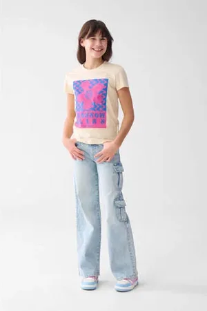 SHOEBY Wide leg regular waist jeans light blue denim