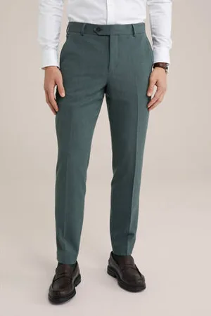 WE Fashion Slim pantalon donkergroen