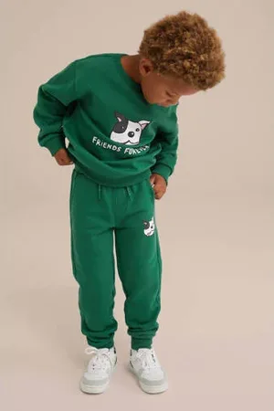 WE Fashion Slim fit broek met printopdruk