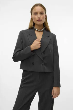 VERO MODA Cropped blazer VMSILJE met krijtstreep