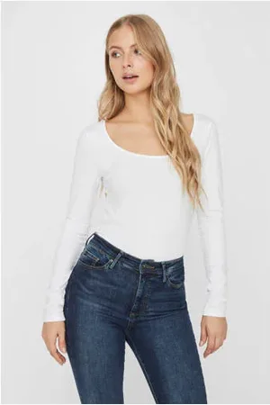 VERO MODA Longsleeve VMMAXI met katoen wit