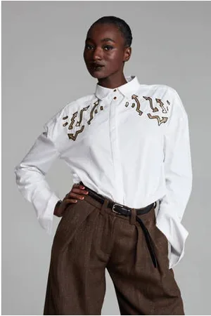 POM Amsterdam X Claes Iversen blouse Brooke met printopdruk