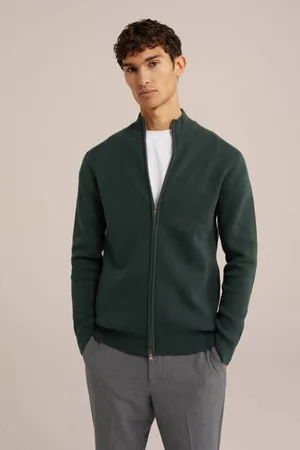 WE Fashion Vest fijn gebreid donkergroen