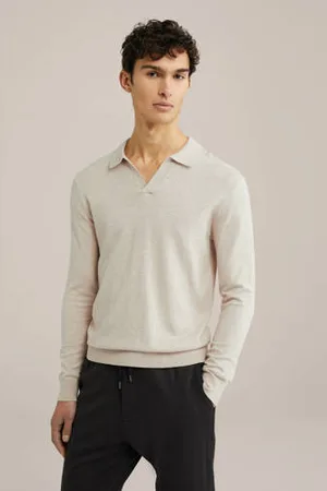 WE Fashion Polo fijn gebreid beige