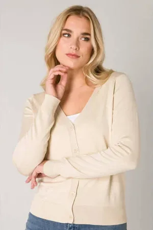 Base Level Fijngebreid vest beige