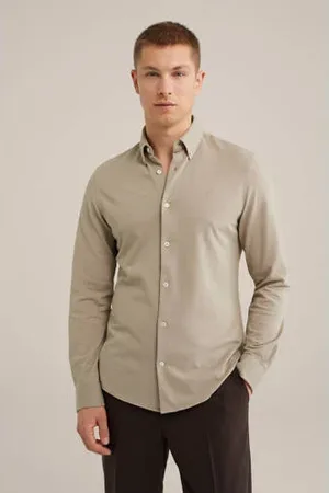 WE Fashion WE Fundamentals casual overhemd grijsgroen