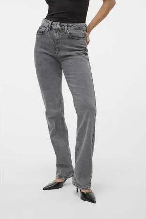 VERO MODA High waist straight leg jeans grey denim