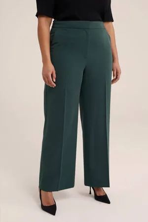 WE Fashion Curve wide leg pantalon donkergroen
