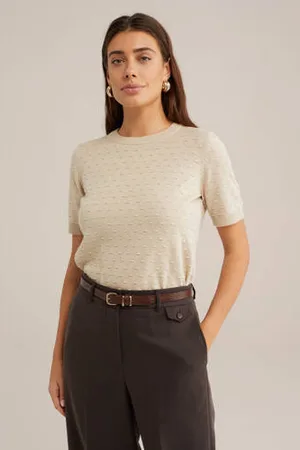 WE Fashion Top beige gebreid