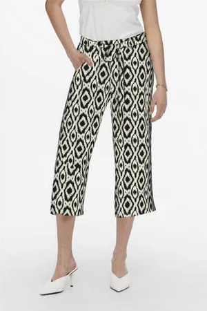 ONLY Cropped regular fit broek ONLNOVA met all over print
