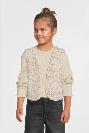 Moodstreet Gebreid gilet Vajén met panterprint