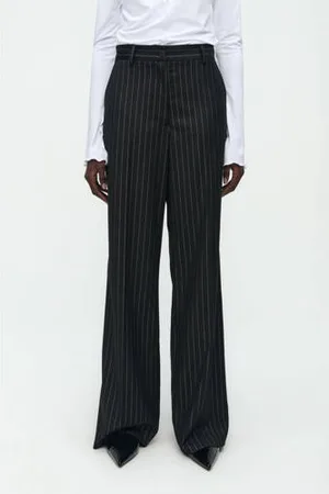 Jane Lushka Wide leg broek Yvette met krijtstreep