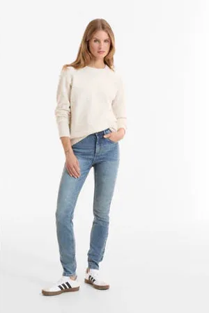 Anytime High waist skinny jeans gewassen blauw