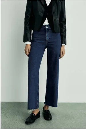 MANGO High waist dark blue denim