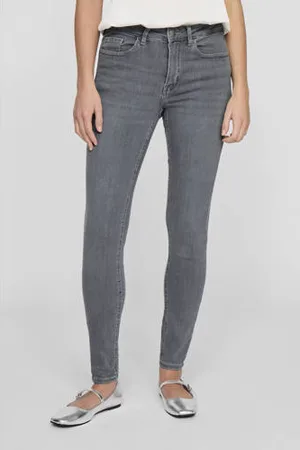 VILA Regular waist skinny jeans grey denim