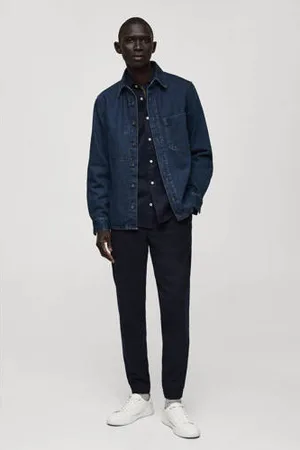 MANGO Slim pantalon donkerblauw