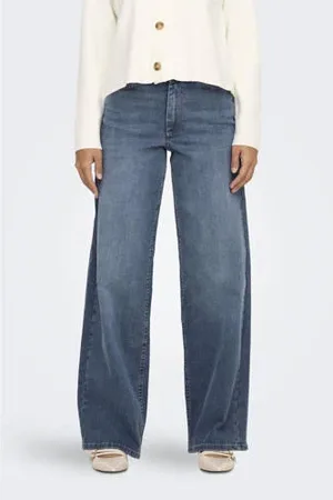 ONLY High waist wide leg jeans medium blue denim