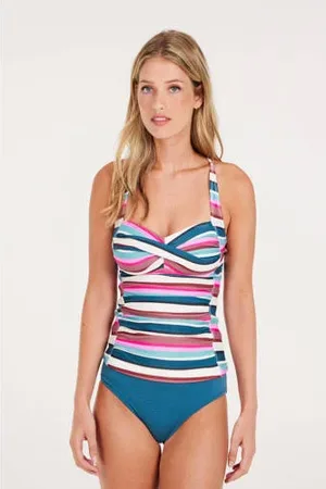 Protest Voorgevormde tankini bikinitop MIXLUSCA roze/wit/blauw