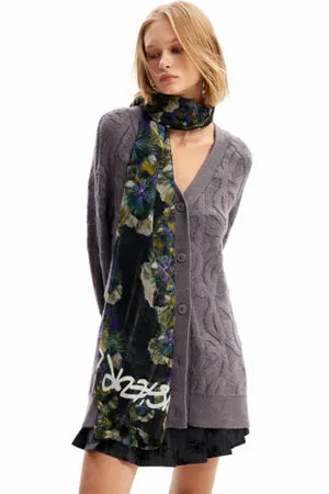Desigual Sjaal met all over print zwart/multi