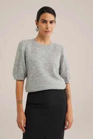 WE Fashion WE STUDIO top met wol lichtgrijs