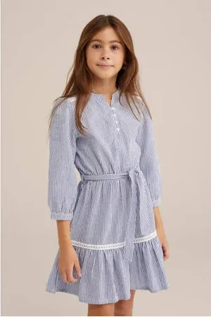 WE Fashion Korte jurk broderie donkerblauw