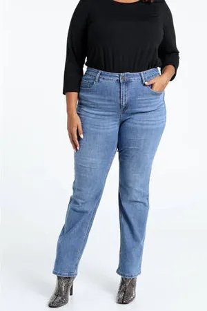 Paprika Regular waist flared jeans medium blue denim