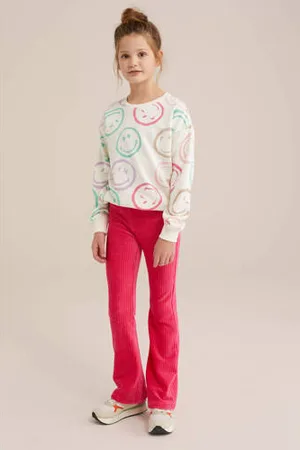 WE Fashion WE Fundamentals flared broek fel roze