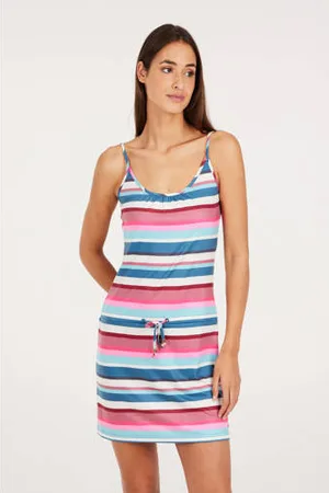 Protest Gestreepte jurk roze/blauw/wit