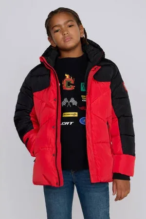CoolCat Puffer Winterjas Josh Colourblock Rood