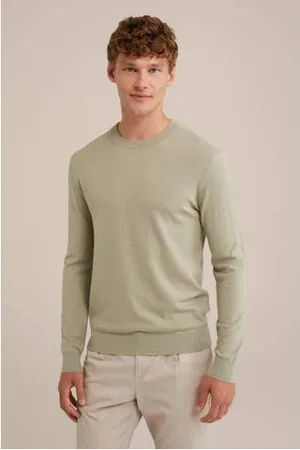 WE Fashion WE Fundamentals trui fijn gebreid groen
