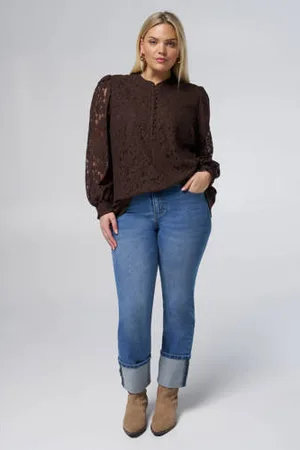 MS Mode Blousetop donkerbruin
