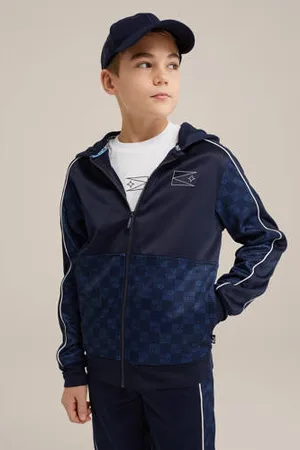 WE Fashion Bad Boys sweatvest donkerblauw