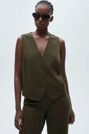 MANGO Gilet kaki