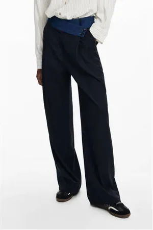Desigual Wide leg pantalon donkerblauw/ medium blue denim