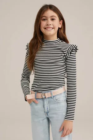 WE Fashion WE Fundamentals longsleeve zwart/wit