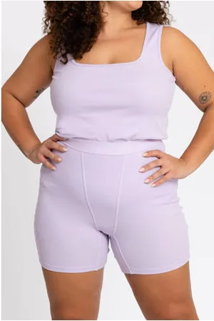 Yoek Lounge straight high waist biker short rib gebreid