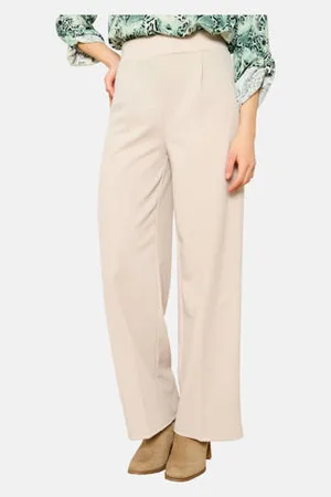 LolaLiza Wide leg regular waist broek beige
