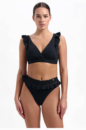 Beachlife High waist broderie anglaise bikinibroekje met ruches