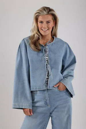 NUKUS Blousetop light blue denim