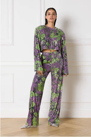 Refined Department Straight broek paars met pailletten