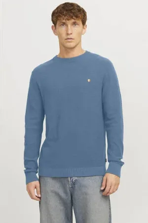 JACK & JONES PREMIUM trui grof gebreid blauw