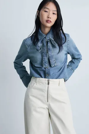 MANGO Denim blouse medium blue