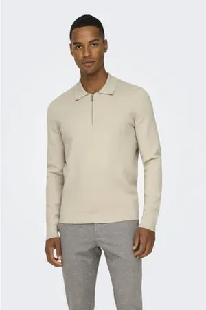 Only & Sons Regular polo gebreid beige